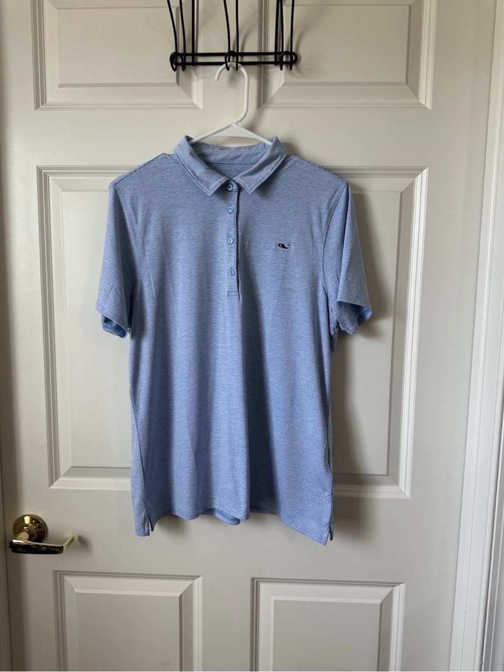 Vineyard Vines Blue Women’s  Destin Stripe Sankaty Performance Polo Size L